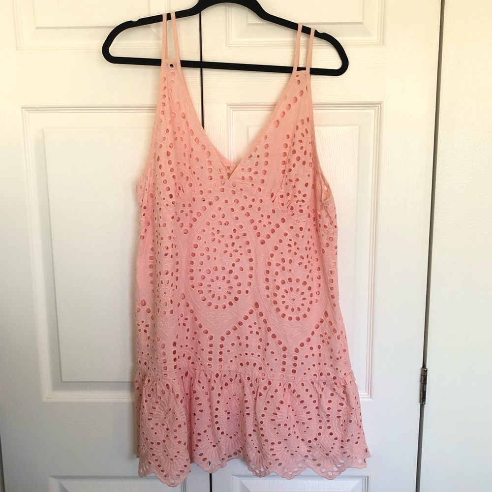 Gianni Bini Light Pink Crochet Sleeveless Swim Cover Up Size M